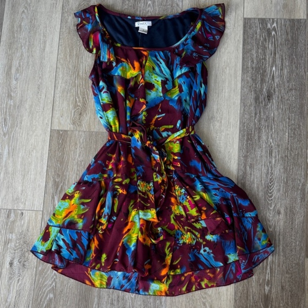 Floral Ruffle Tie-Waist Mini Dress NWOT